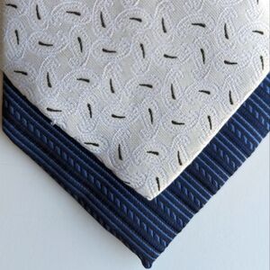 2pc Tie Bundle - Striped & Paisley Kai Long Silk Ties White Silver Blue